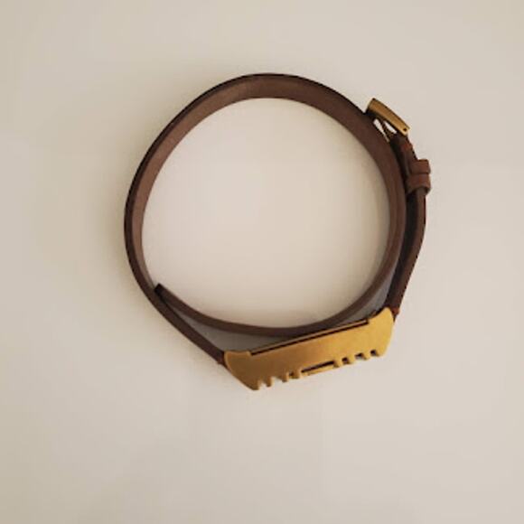 Tory Burch Fitbit Double Wrap Bracelet Gold Tone with Brown Leather Strap - Picture 4 of 7